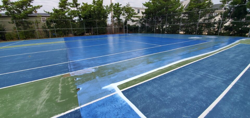 Polyseal Squeegee Application Tennis Court Overlay Project Pro Cushion San Rafael CA